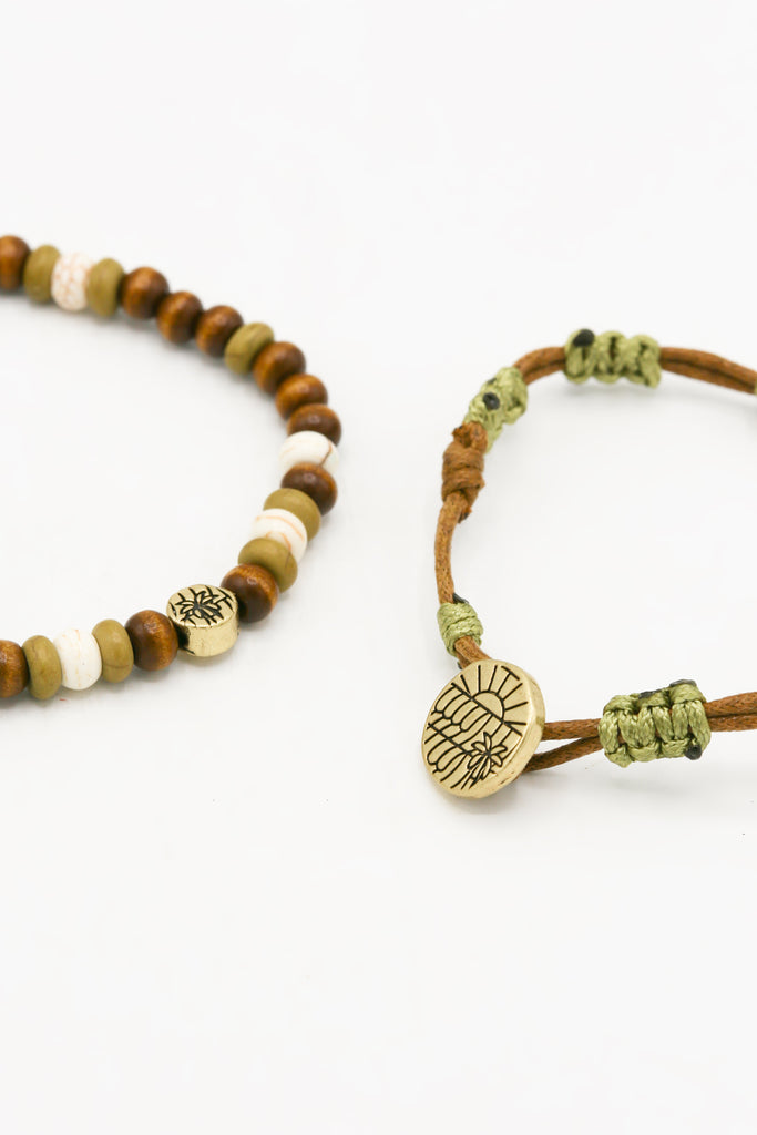 Sands of Time Beaded and Cord Bracelet in Brown