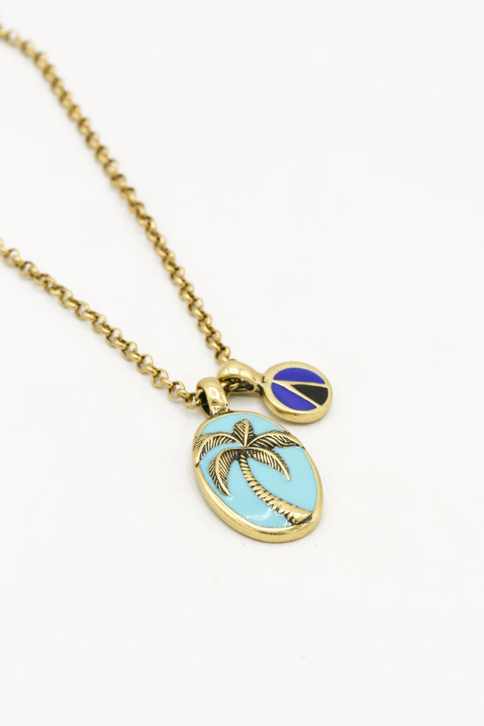 Off Road Traveller Palm And Aztec Cluster Necklace