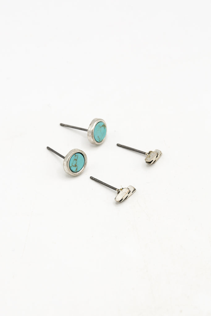 Beach Junkie Bolt & Stone Stud Earrings