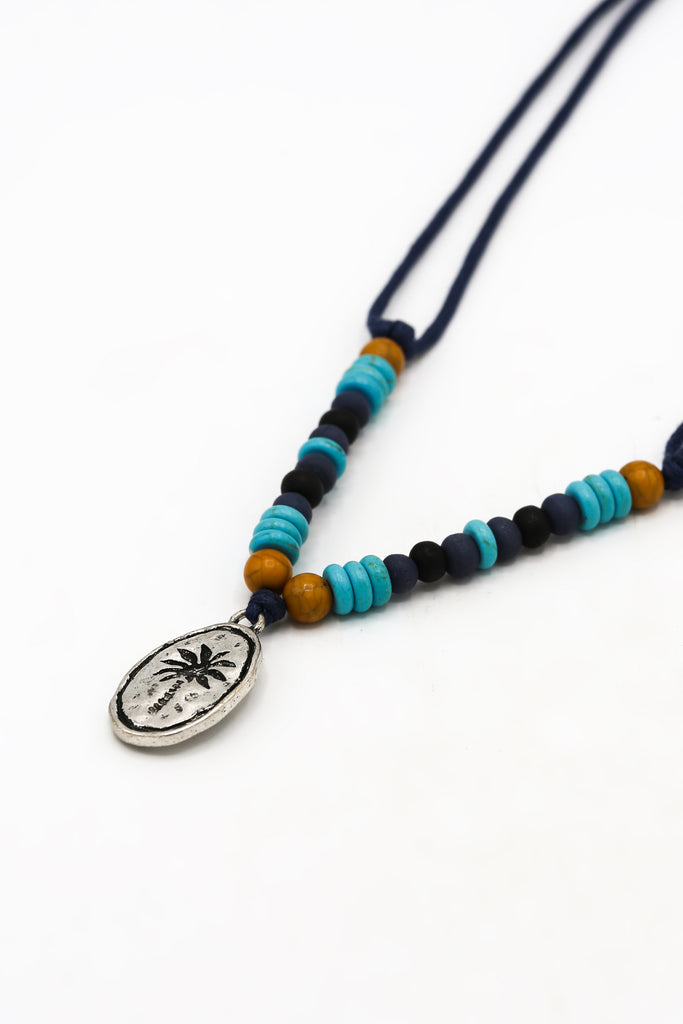 Beach Junkie Beaded Palm Necklace